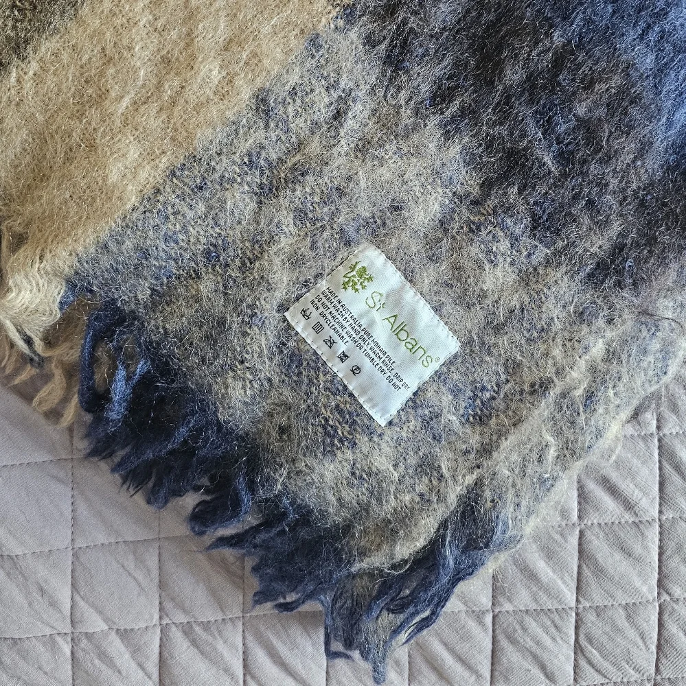 St. Albans Australia Pure‎ Mohair Plaid Preppy 50×65 Scarf Throw Blanket